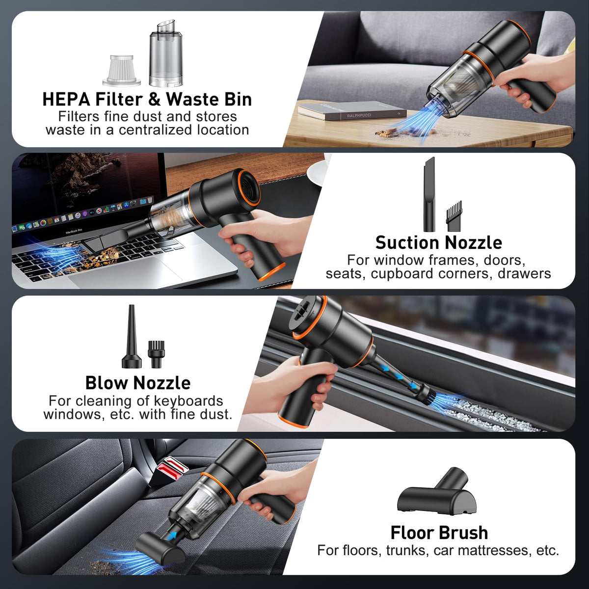 KMM Handheld Car Vacuum Cleaner, Hand Held Vacuum & Air Duster Jansha Store
