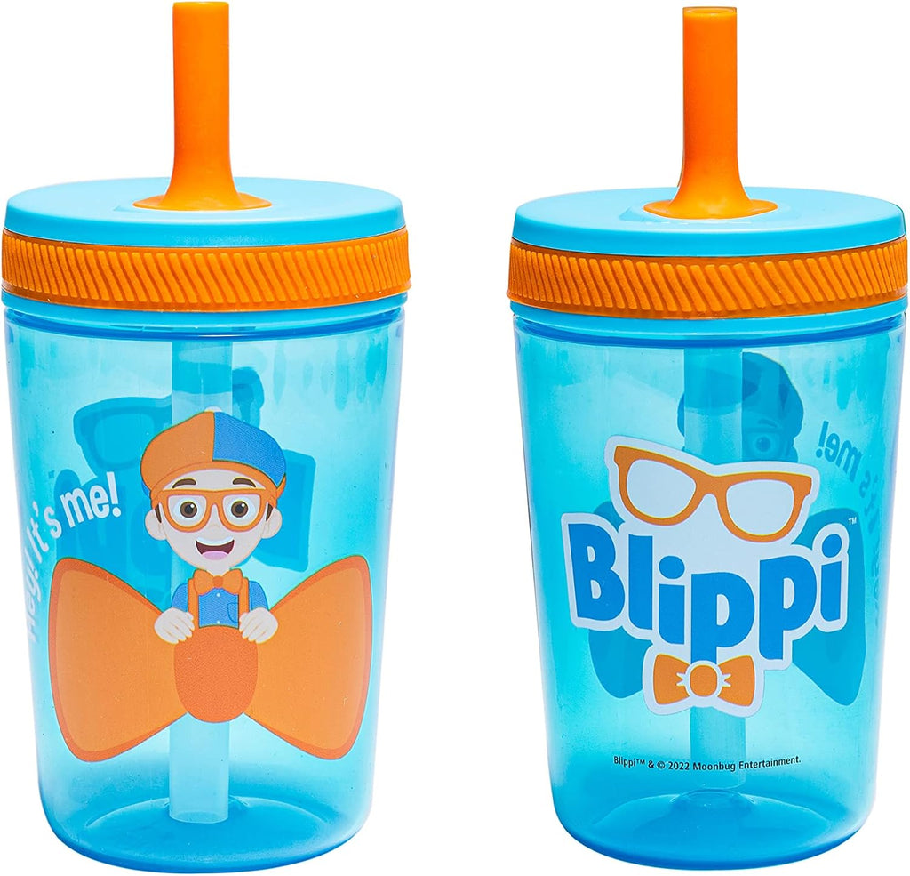 Zak Designs Blippi Kelso Toddler Cups For Travel or At Home, 2-Count Durable Plastic Sippy Cups With Leak-Proof Design is Perfect For Kids (Blippi), 15 Ounces (Pack of 12) Jansha Store