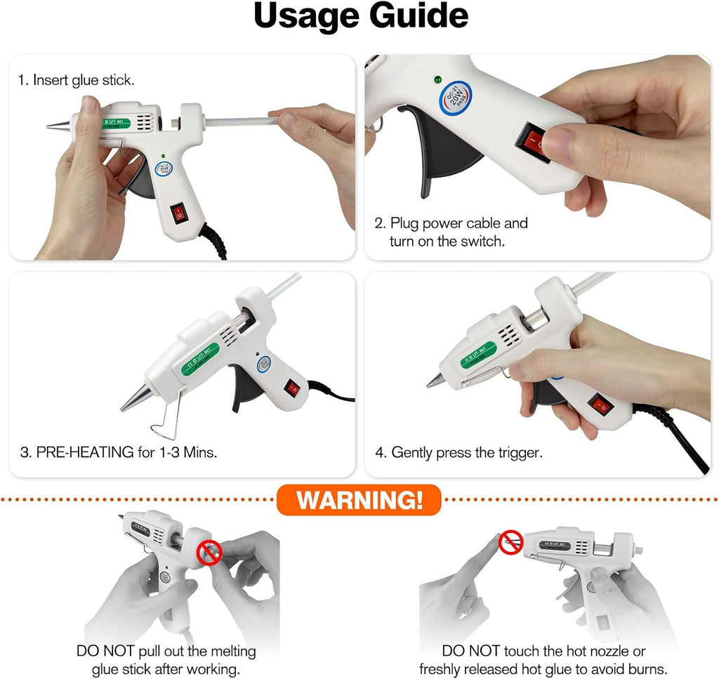 SHJADE Hot Glue Gun with 30 Glue Sticks, 20W Mini Hot Melt Gun Kit(White) Jansha Store