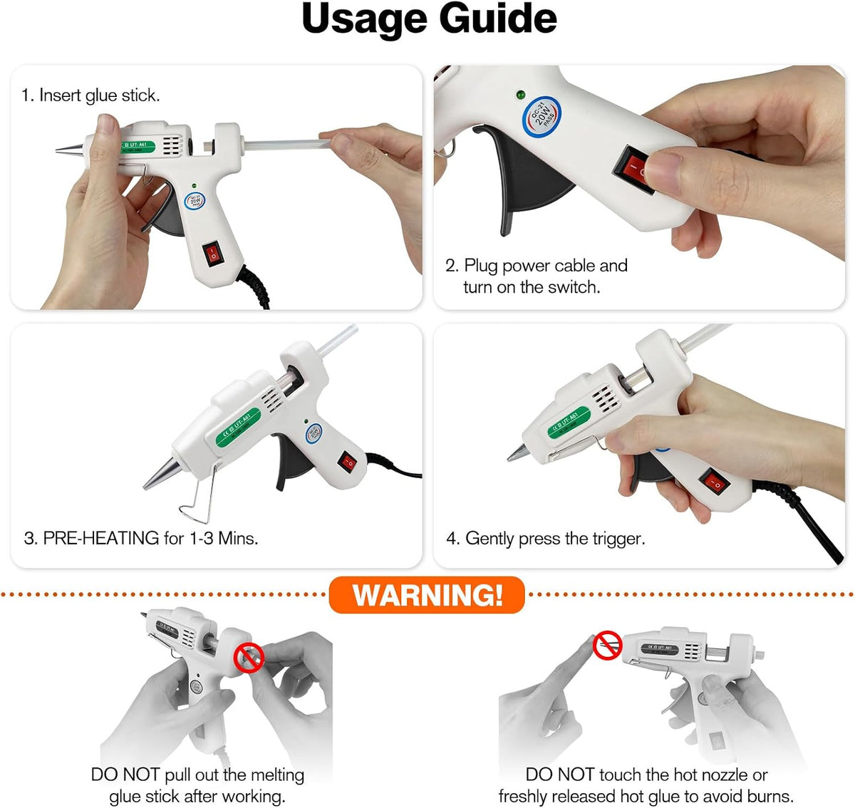 SHJADE Hot Glue Gun with 30 Glue Sticks, 20W Mini Hot Melt Gun Kit(White) Jansha Store