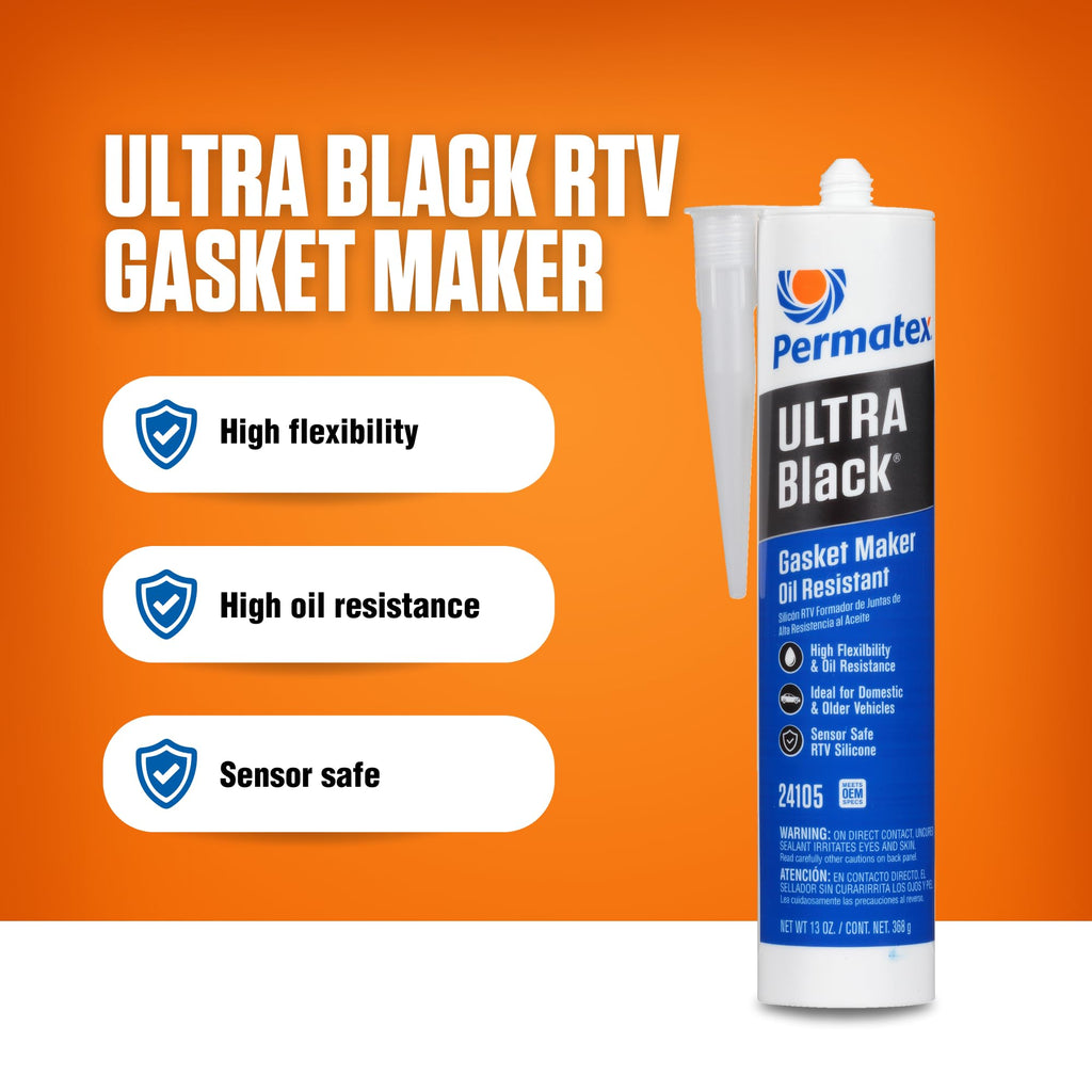 Permatex 82180 Ultra Black Maximum Oil Resistance RTV Silicone Gasket Maker, Sensor Safe and Non-Corrosive, for High Flex and Oil Resistant Applications 3 oz Jansha Store