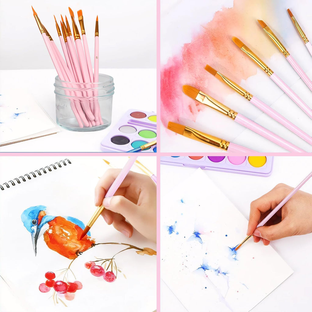 AROIC 10 Pcs Paint Brushes, Acrylic Oil Watercolor Painting Brush Set Jansha Store