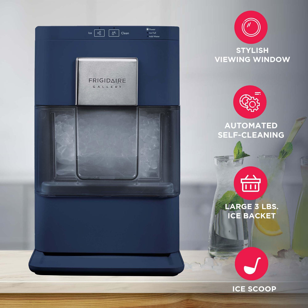 Frigidaire, 26 lb per Day, Countertop Bullet Ice Maker, Stainless Steel Jansha Store