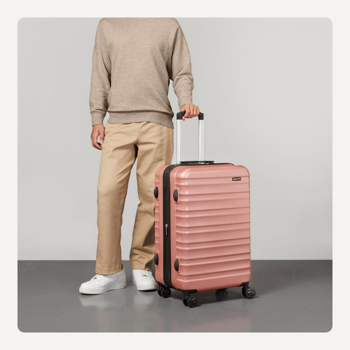 Amazon Basics 3-Piece Hardshell Suitcases Set (21", 26", 30"), Expandable For Up to 25% More Space, With Scratch-Resistant Finish, Four Multi-Directional Wheels, Rose Gold Jansha Store