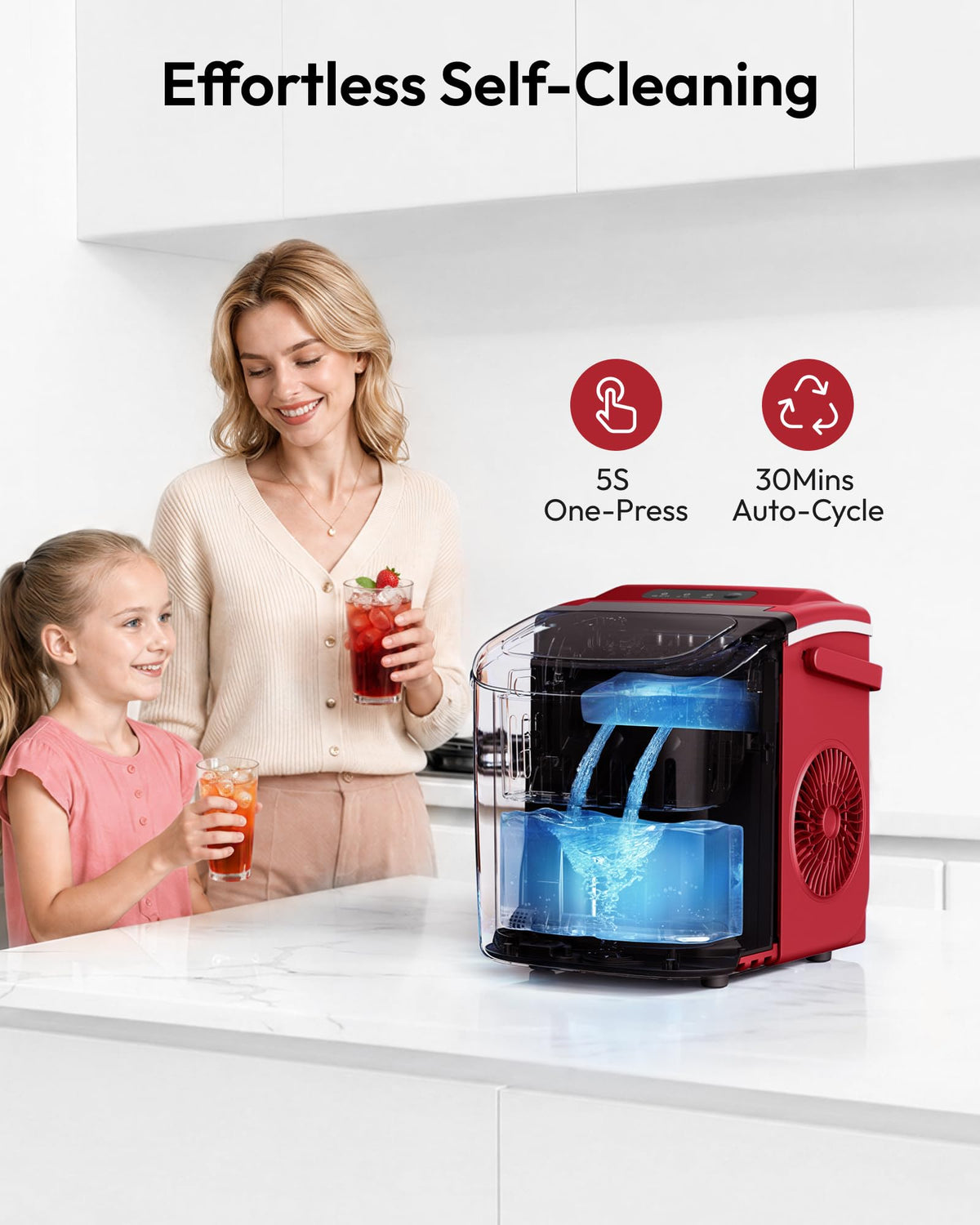 EUHOMY Countertop Ice Maker Machine with Handle, 26lbs in 24Hrs, 9 Ice Cubes Ready in 6 Mins, Auto-Cleaning Portable Ice Maker with Basket and Scoop, for Home/Kitchen/Camping/RV. (Black) Jansha Store