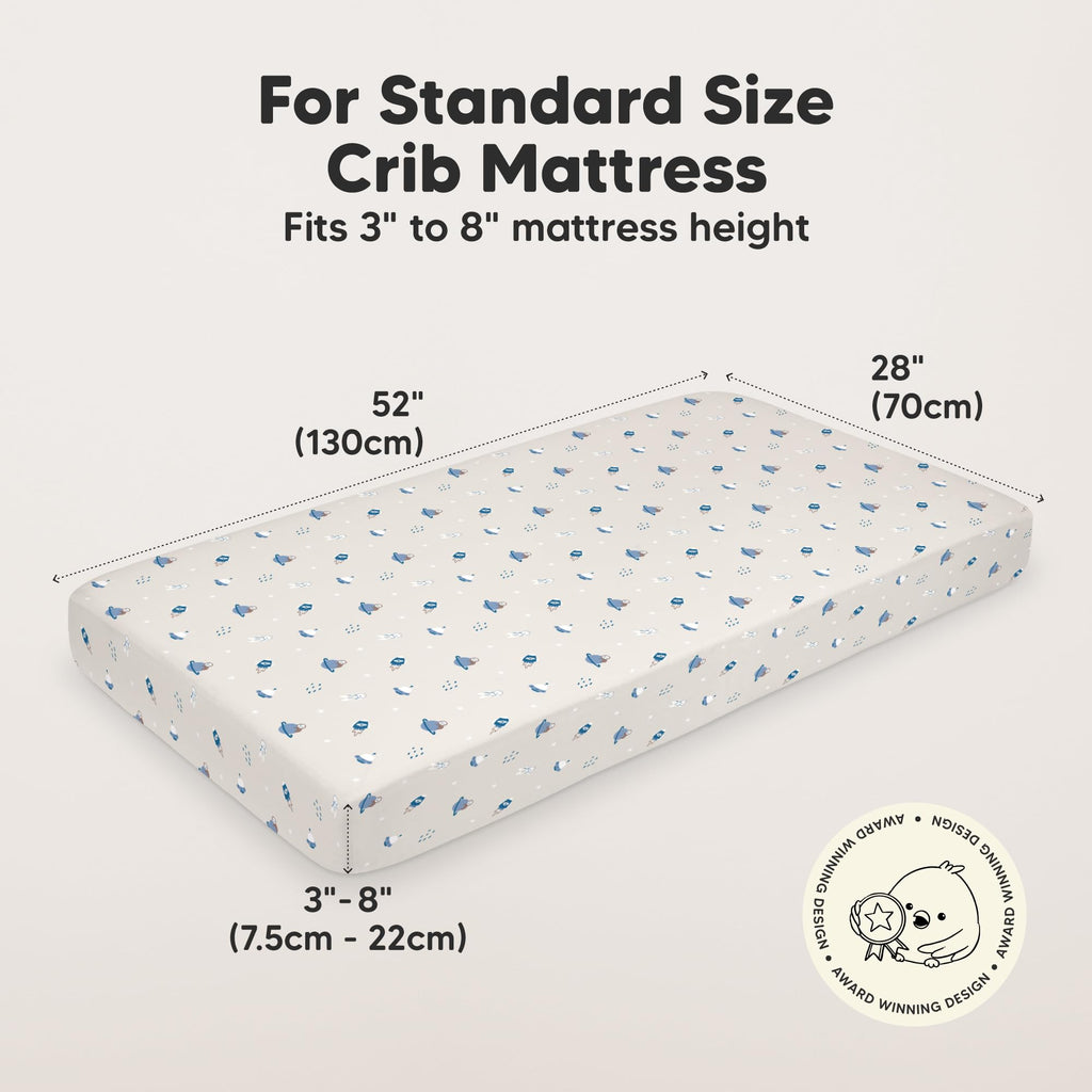 KeaBabies 2pk Organic Cotton Crib Sheets for Boys Girls 52x28, Soft White Jansha Store