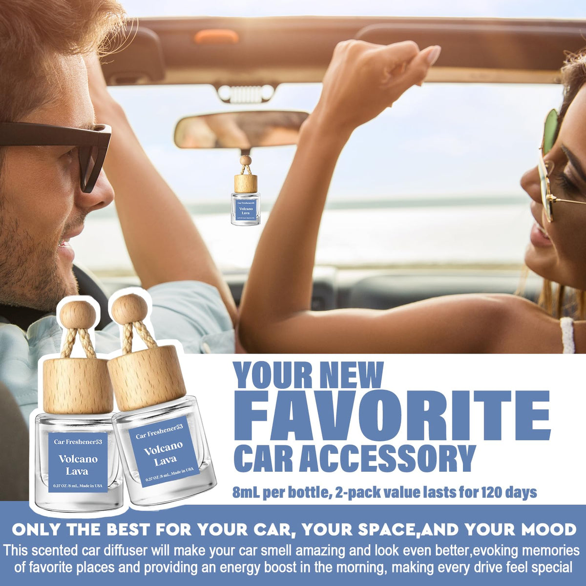 HoogaLife Car Air Freshener Diffuser 2 Pack Hanging Air Freshener Diffuser - Vanilla Cream Fragrance Oil Air D iffuser for Car, 45+ days Long Lasting Fragrance Made in USA C ar Air Fresheners (V54) Jansha Store