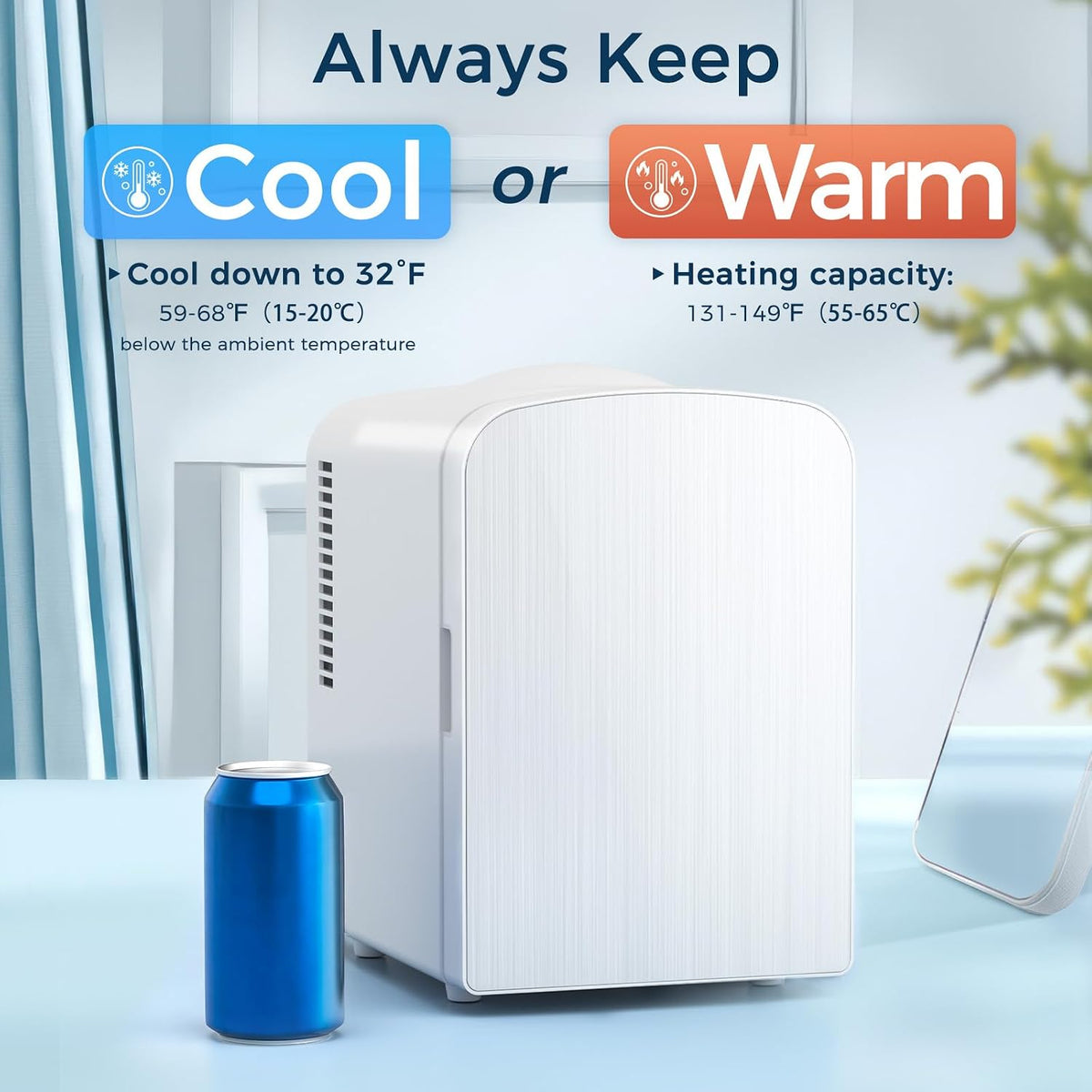 Antarctic Star Compact Refrigerator,Small Cooler for Cosmetics, Beverage and Food,Portable Mini Fridge,Skin Care 4L Capacity/6 Cans, for Bedroom, Car, Office & Dorm,White Jansha Store