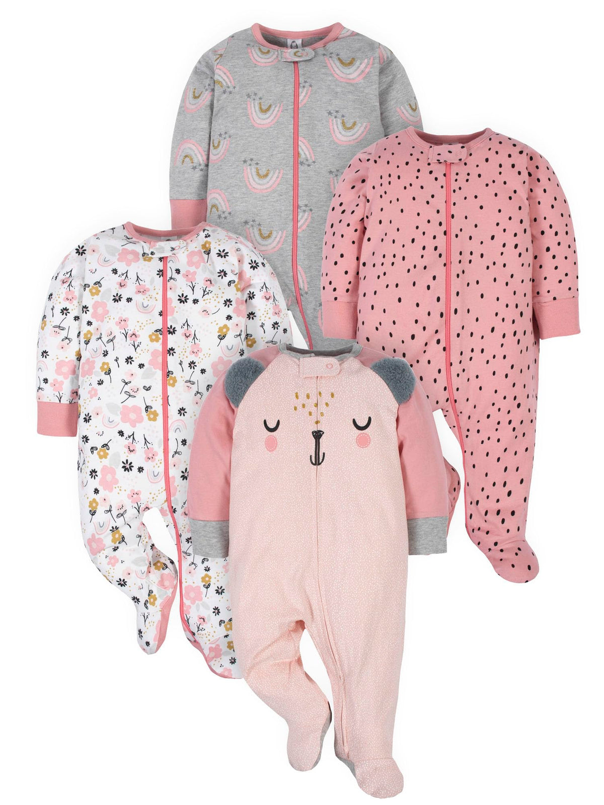 Gerber Baby Girls 4-Pack Sleep 'N Play Footie Jansha Store