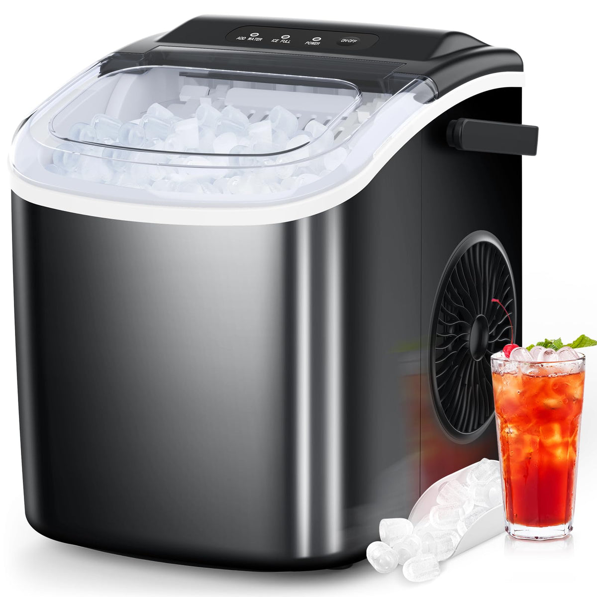 COWSAR Nugget Countertop Ice Maker, Automatic Ice Dispenser, 33 lbs/Day Chewable Pellet Ice Machine with Self-Cleaning & Measured Dispensing, Portable Ice Maker for Home, Kitchen, Office Jansha Store