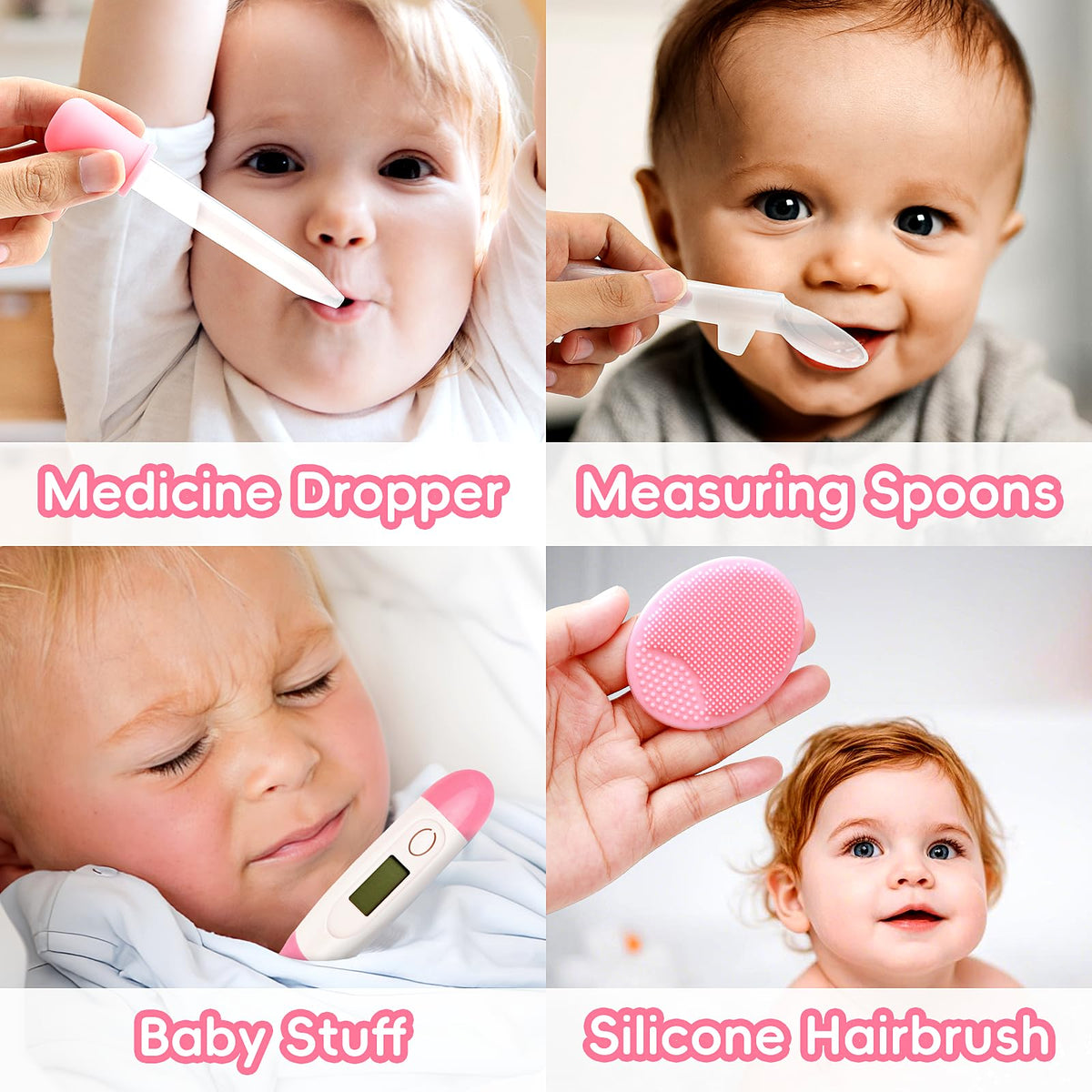 Baby Grooming Kit, Infant Safety Care Set with Hair Brush Comb Nail Clipper Nasal Aspirator,Baby Essentials Kit for Newborn Girls Boys (Grey White) Jansha Store
