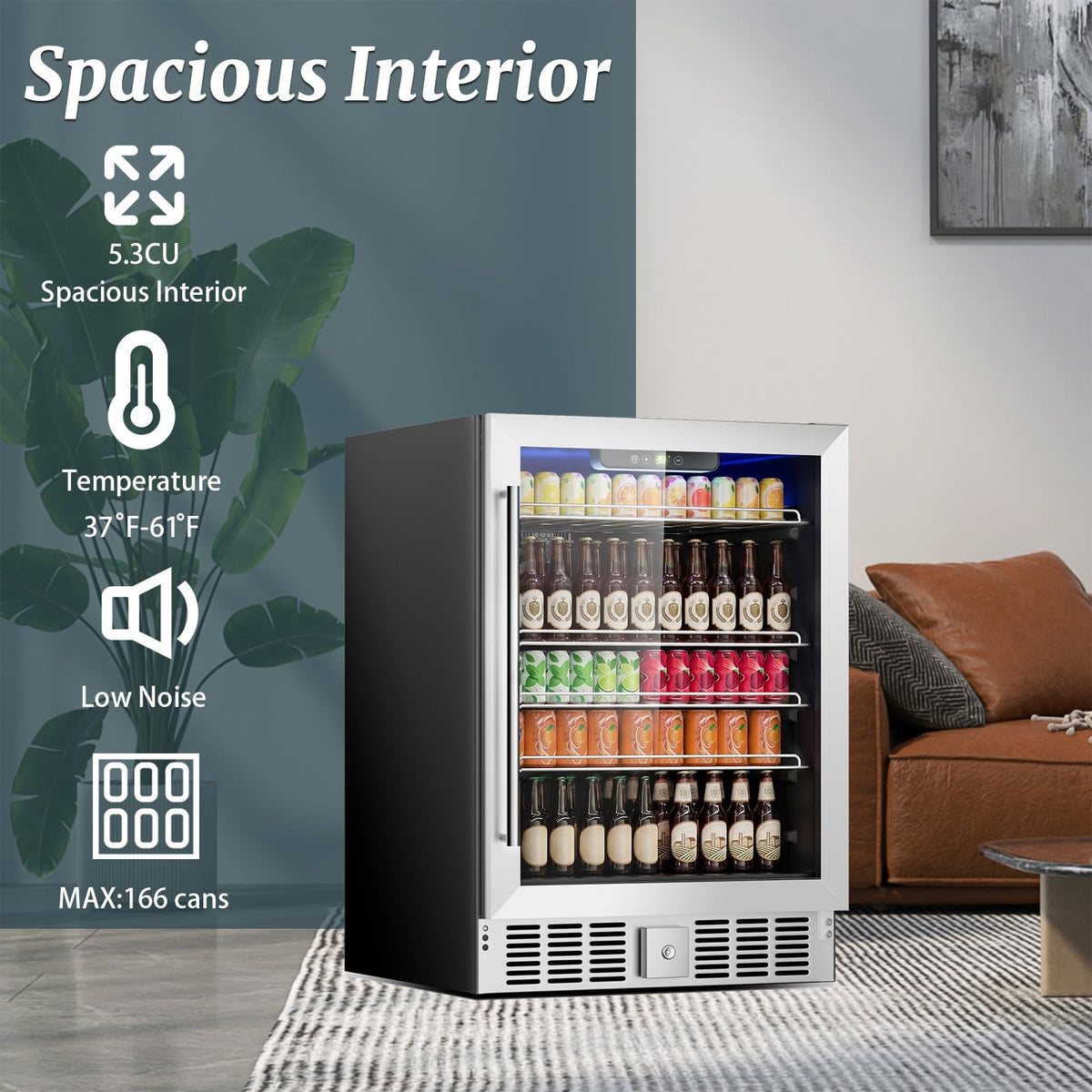DOGHLY 1.7 Cu.ft Mini Fridge Glass Door, 72 Cans Beverage Refrigerator Jansha Store