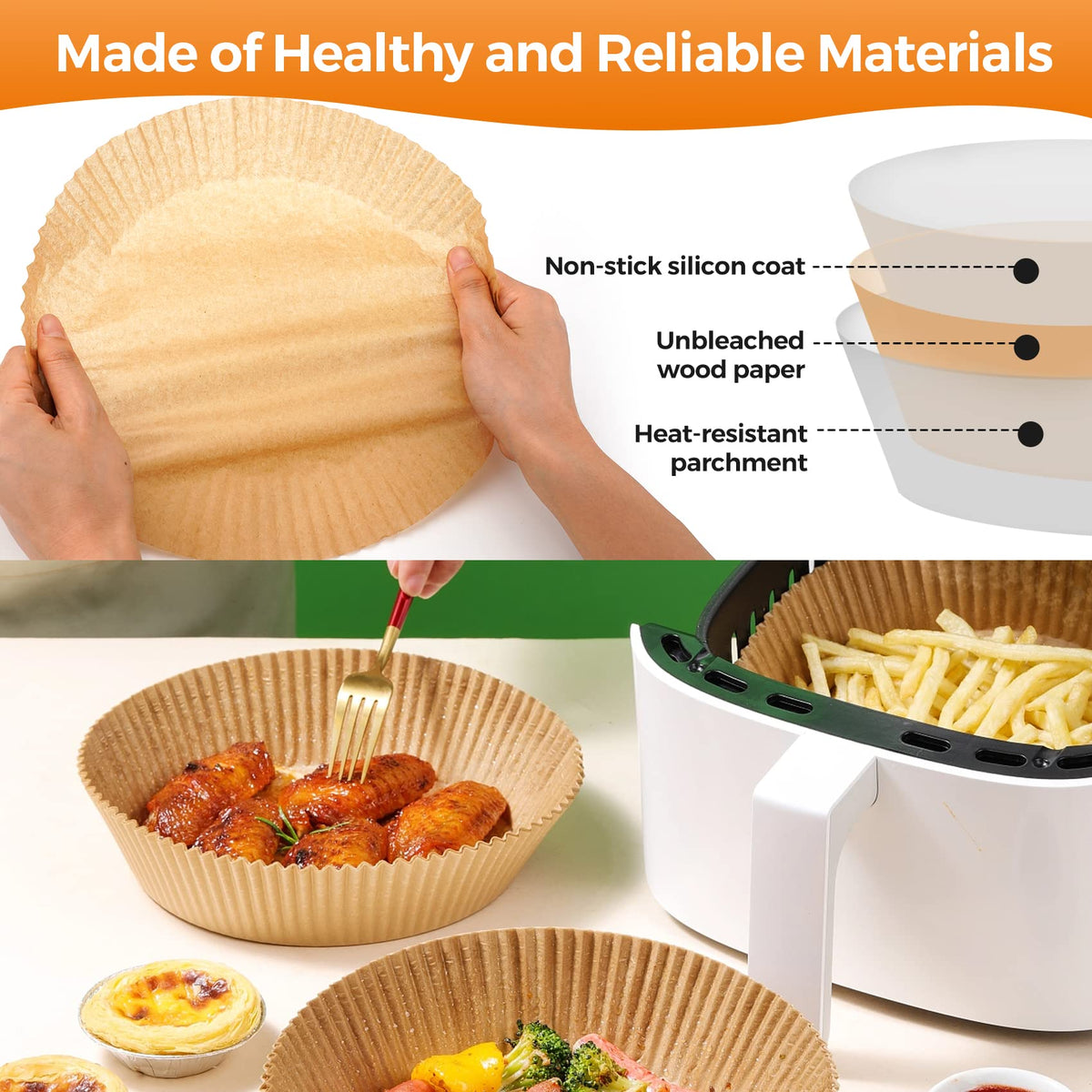 Air Fryer Liners Disposable, 100Pcs Parchment Paper 6.5" Square for 3-5QT Jansha Store