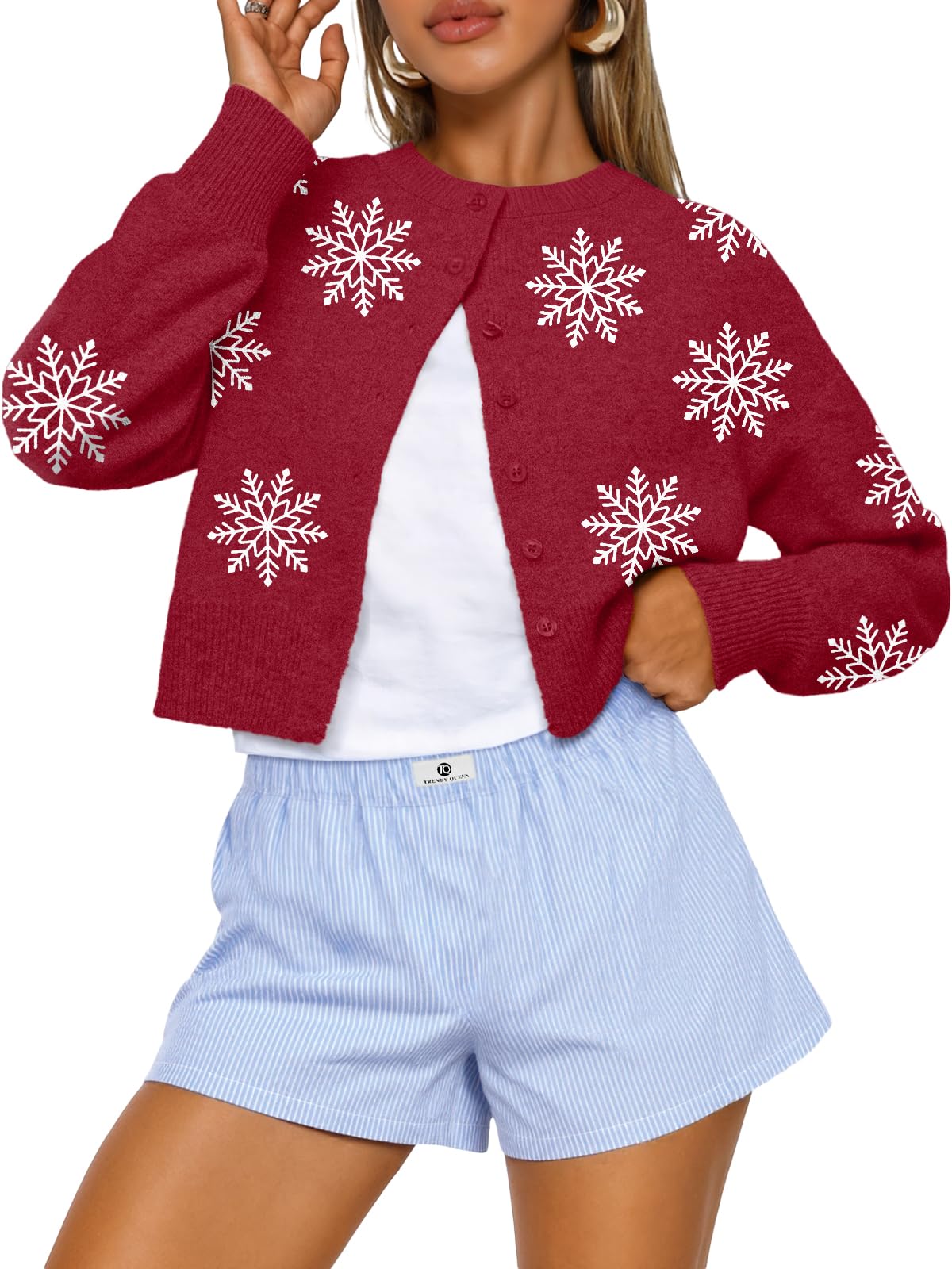 Trendy Queen Cropped Cardigan Sweaters for Women Fall Fashion Clothes 2026 Jansha Store