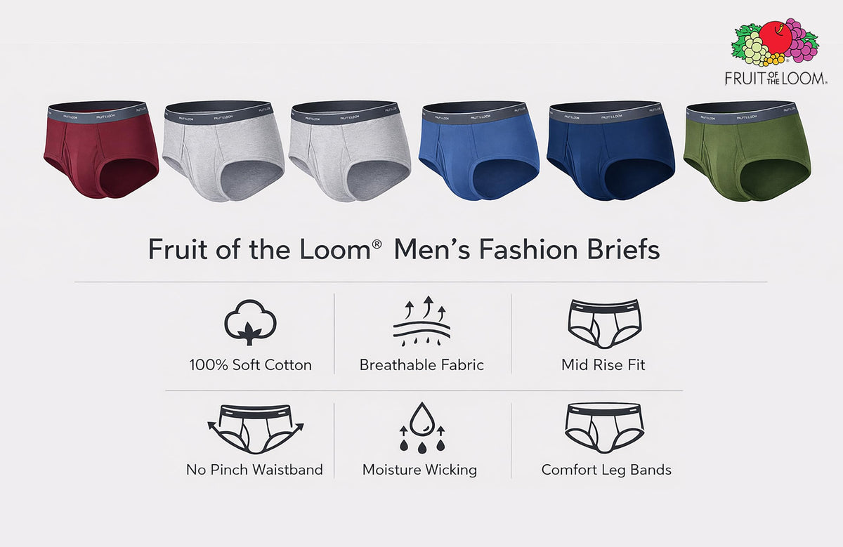 Fruit of the Loom Men's Underwear Briefs, Tag Free & Moisture Wicking Jansha Store