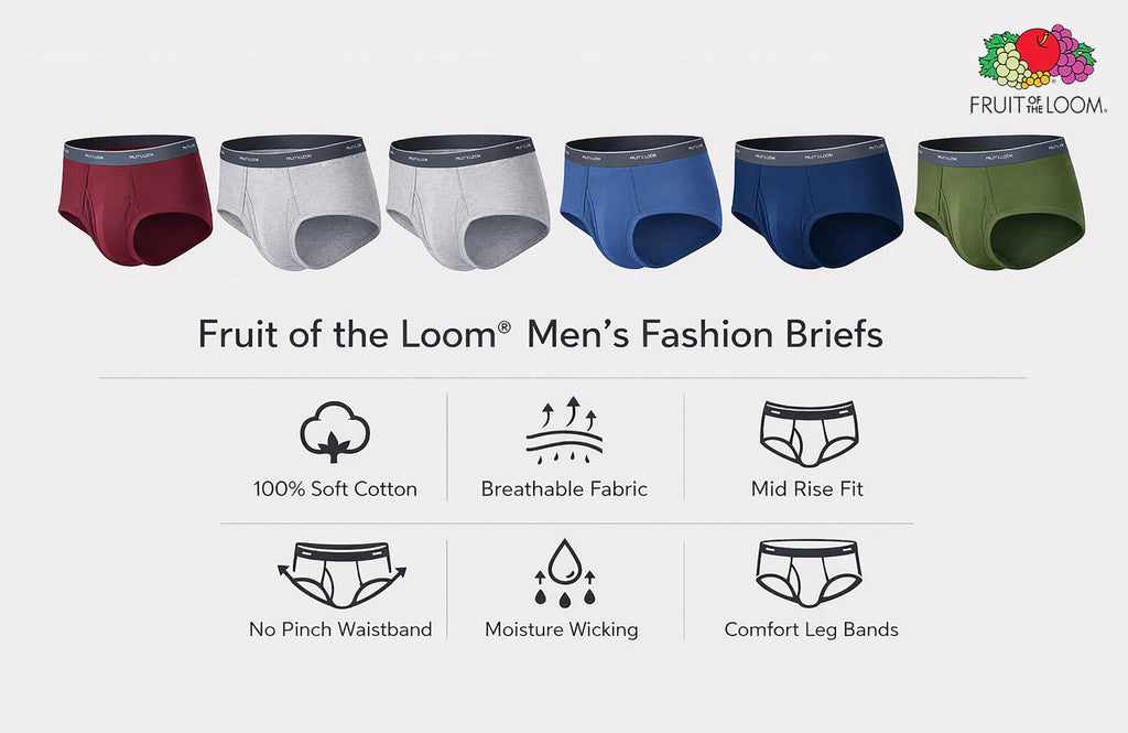 Fruit of the Loom Men's Underwear Briefs, Tag Free & Moisture Wicking Jansha Store