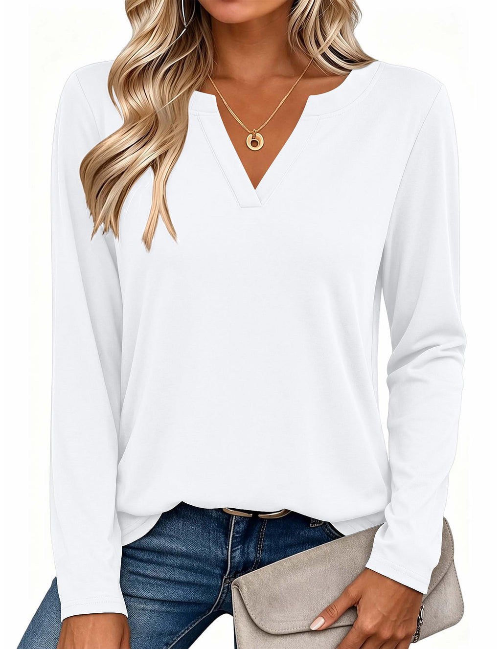 Zeagoo Womens Tops Long Sleeve V Neck Tee Shirts Cute Dressy Casual Jansha Store