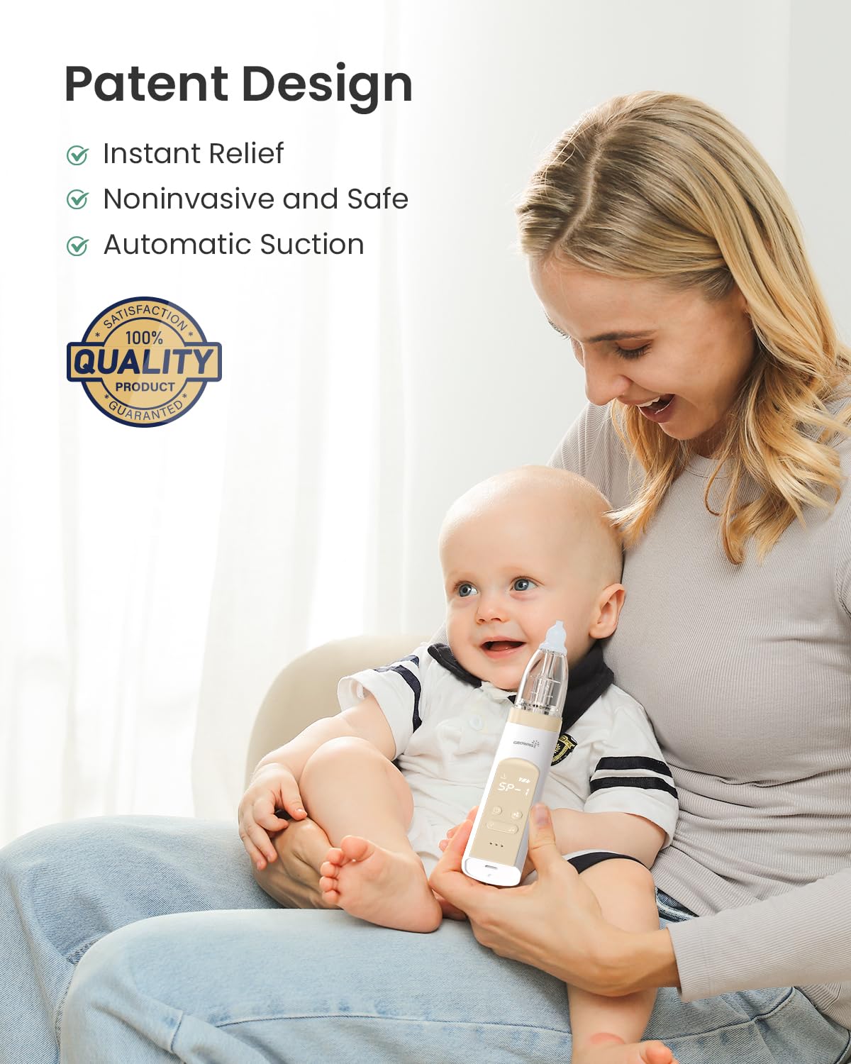GROWNSY Baby Nasal Aspirator, Electric Nose Sucker, Powerful Suction,Grey Jansha Store