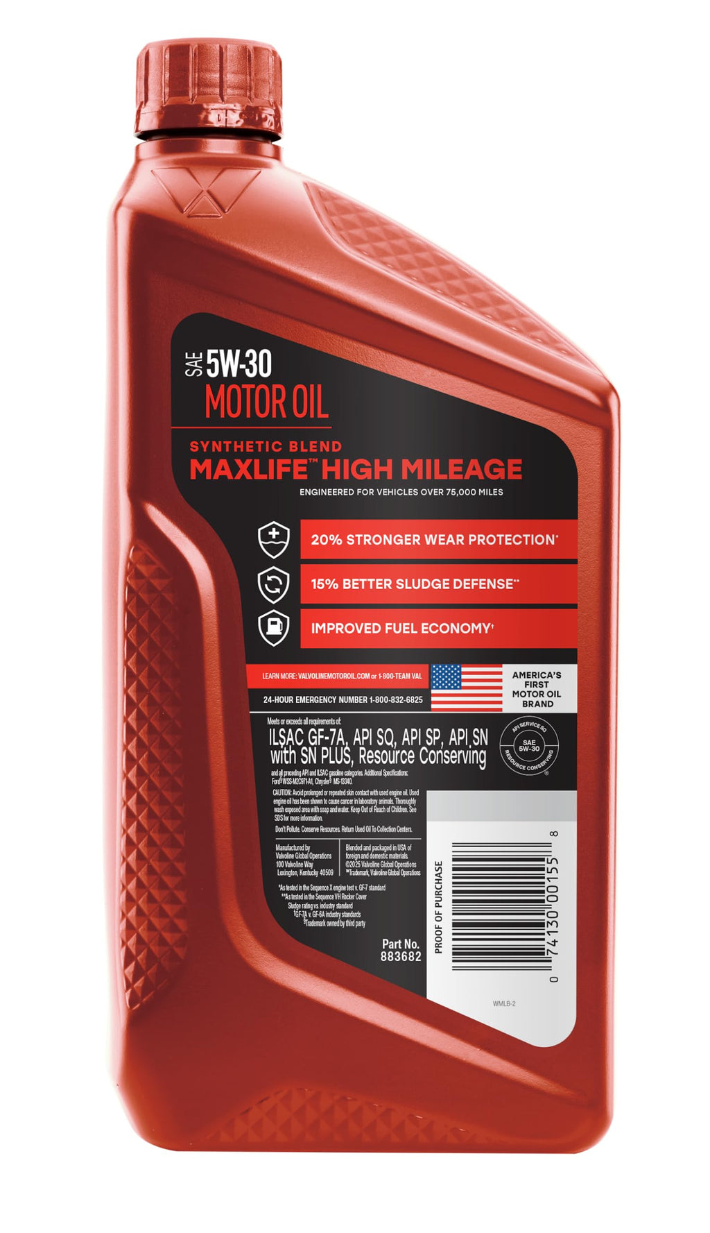 Valvoline MaxLife High Mileage 5W-30 Synthetic Blend Motor Oil 5 Quart Jansha Store