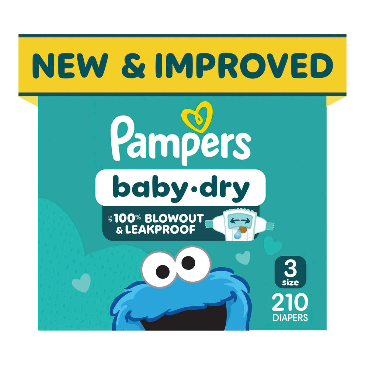 Pampers Baby Dry Ultra Cushiony Diapers, Size 3 (13-26 lbs), 104 Count, Up to 100% Leakproof (Packaging May Vary) Jansha Store