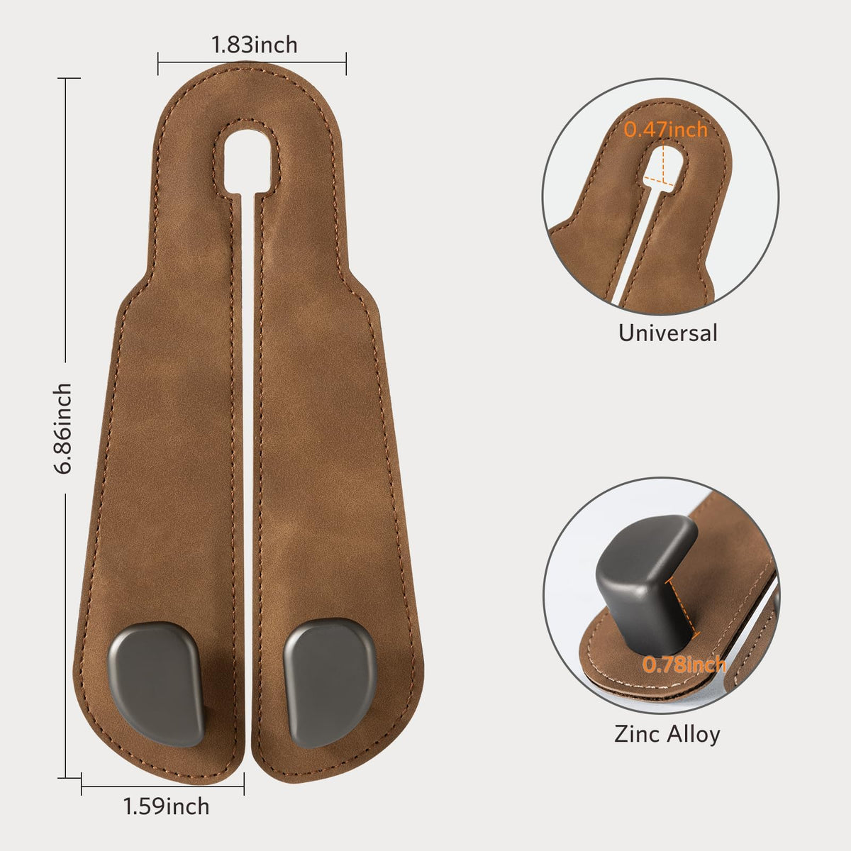 CoBak Purse Hook for Car - Universal Premium Stitched Leather and Aluminum-Magnesium Alloy Double Car Seat Back Storage Hook for Purses, Handbags, Bags (2 Pack),Black Jansha Store