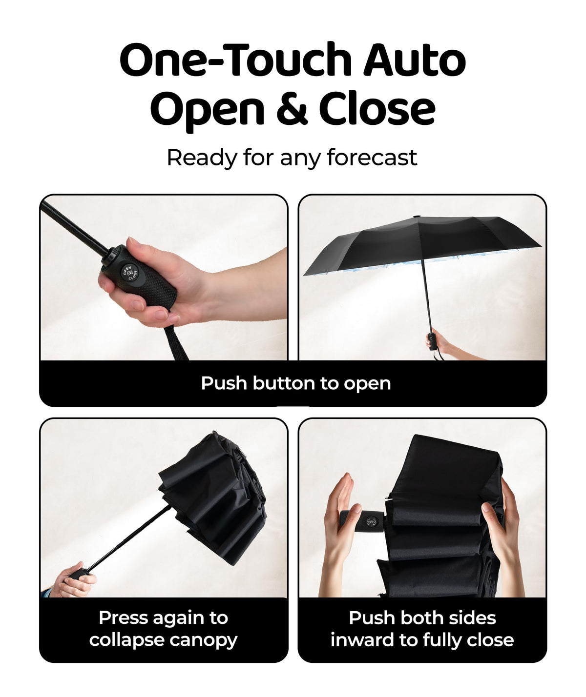 Windproof Travel Umbrella - Compact & Withstands Winds up to 100MPH, Strongest Premium Auto Folding Umbrella for Rain and Sun - Durable, Light & Portable for Women & Men, Fits Backpack & Cars Jansha Store