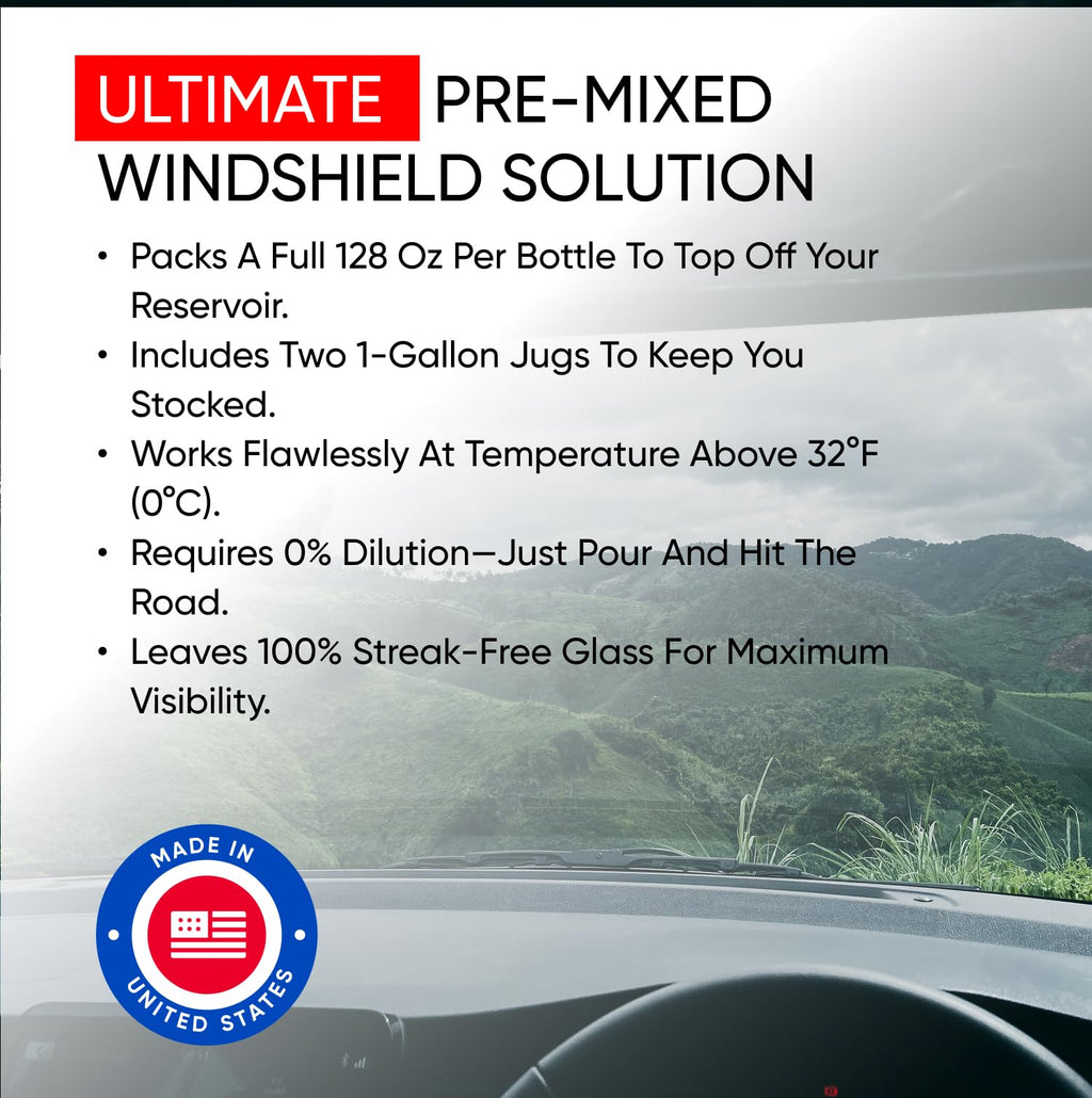 ABRO Windshield Washer Fluid 1 Gallon, Streak-Free Bug Remover, 1 Pack Jansha Store