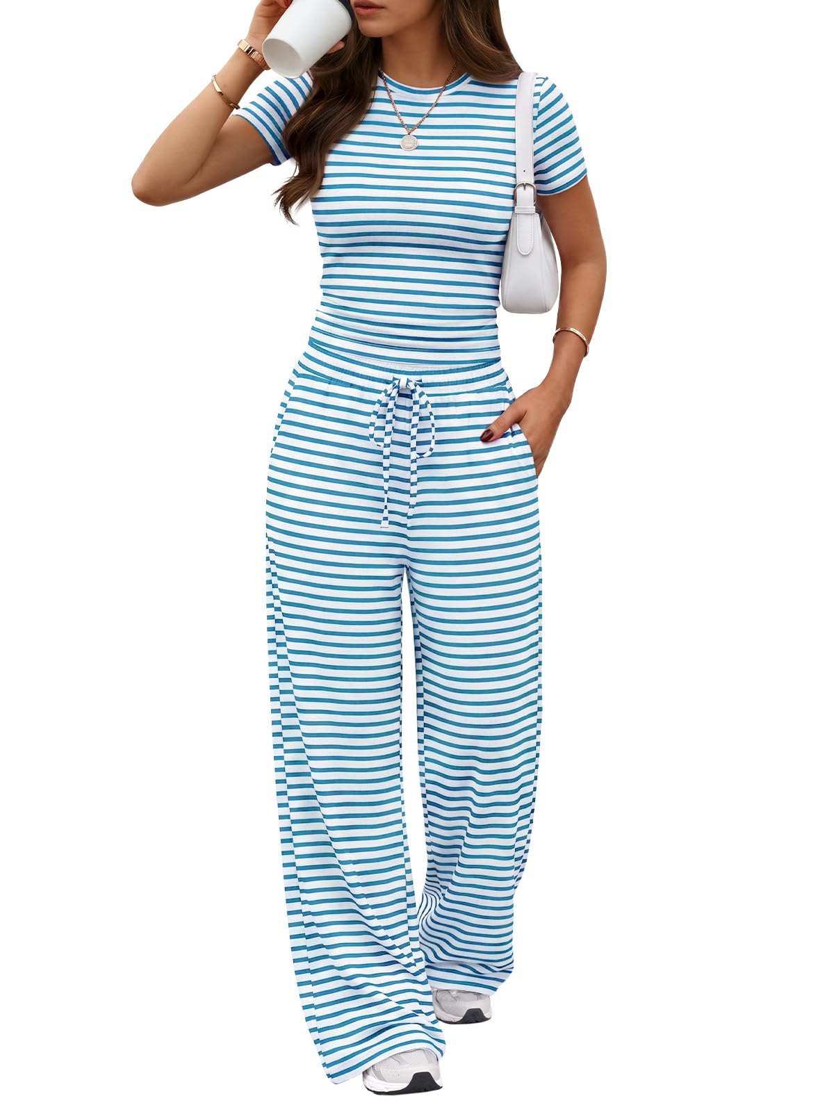 Trendy Queen Women's 2 Piece Matching Summer Lounge Set with Pockets Jansha Store