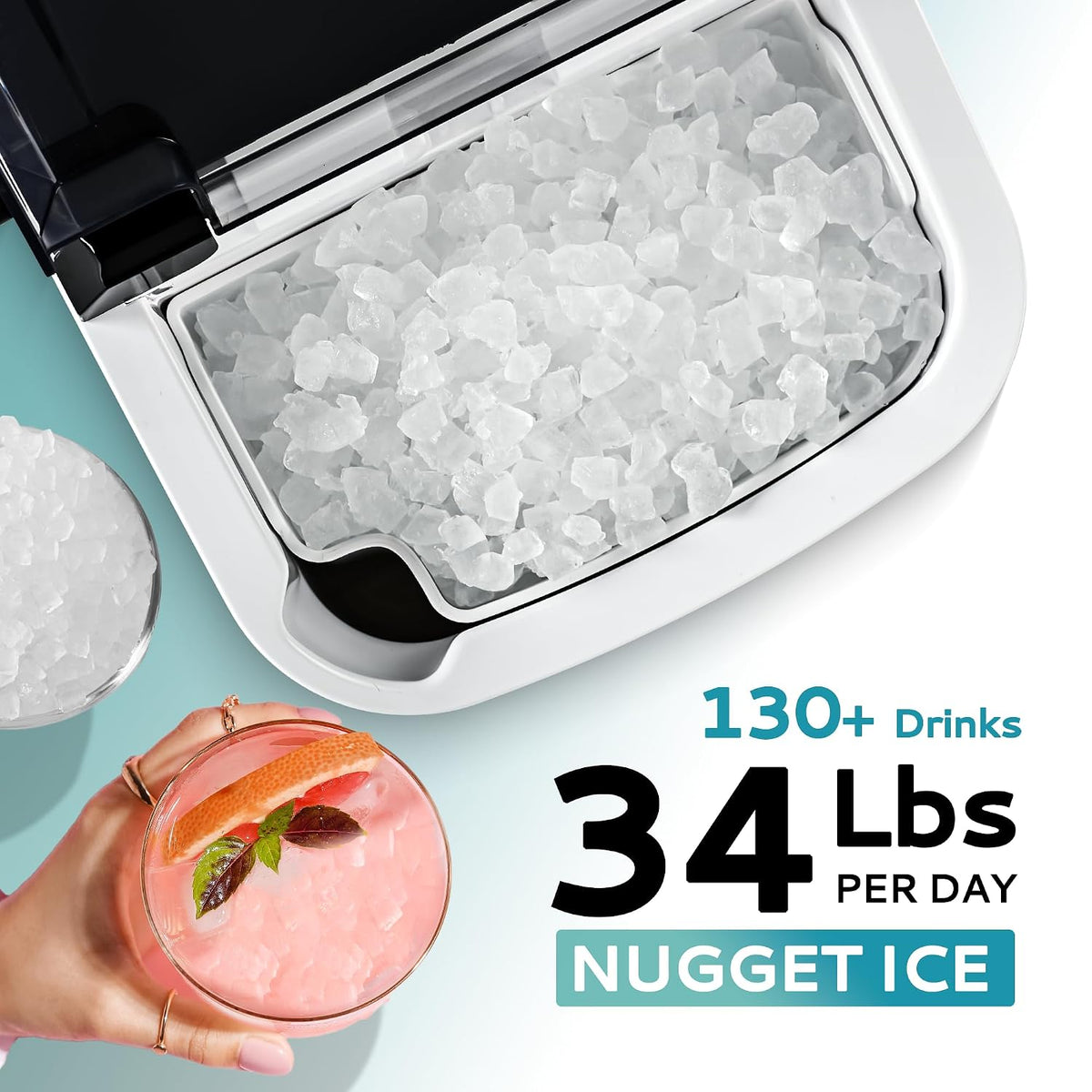 EUHOMY Nugget Ice Maker Countertop with Handle, 34lbs/24H Sonic Ice Maker Jansha Store