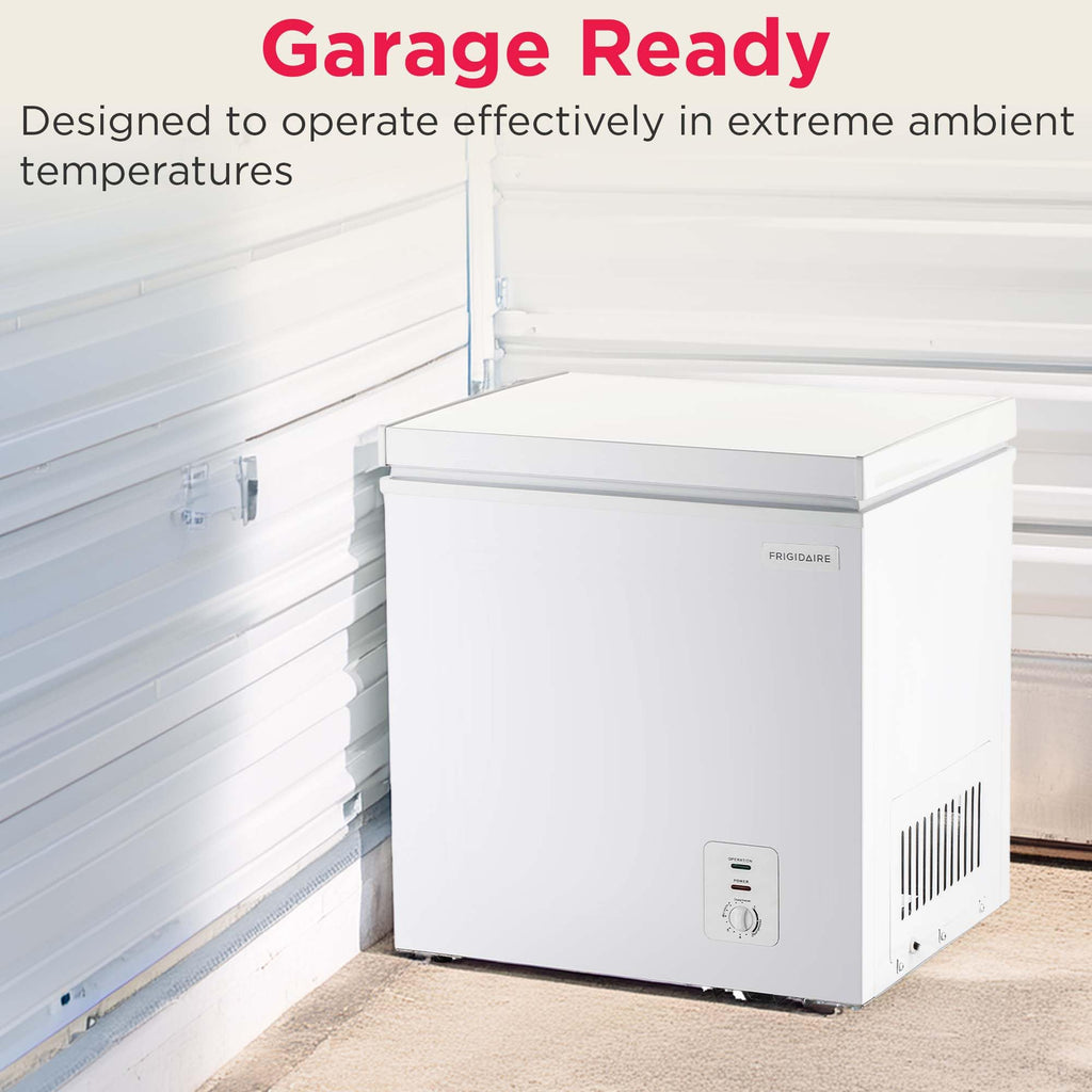 FRIGIDAIRE EFRF5003-BLACK Chest Deep Freezer-Garage-Ready, 5.0 Cu. Ft. Capacity, Black-Adjustable Thermostat-Removable Vinyl Coated Wire Basket-Easy Defrost Drain Jansha Store