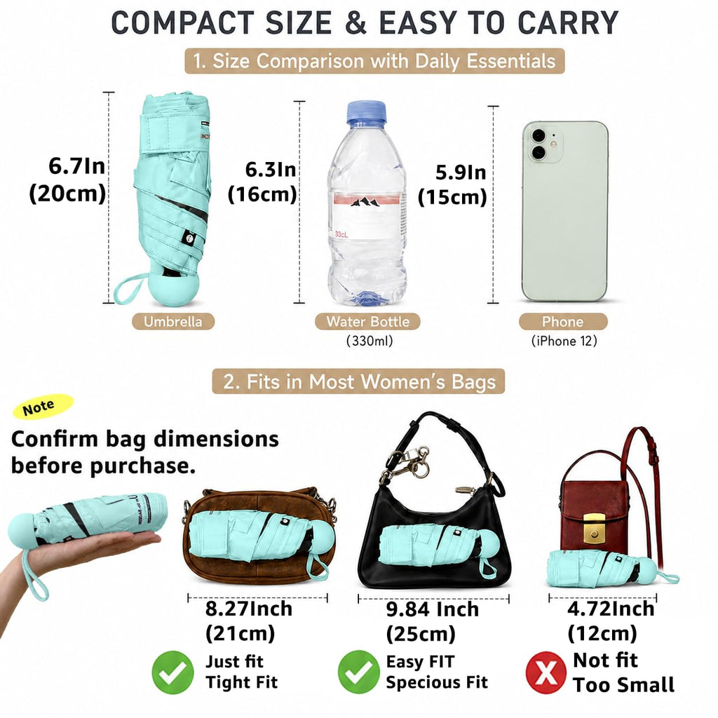 BAODINI Mini Travel Umbrella with UV Sun Protection, Compact Pocket-Size Jansha Store