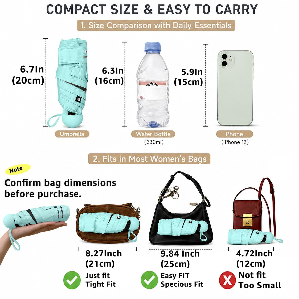 BAODINI Mini Travel Umbrella with UV Sun Protection, Compact Pocket-Size Jansha Store