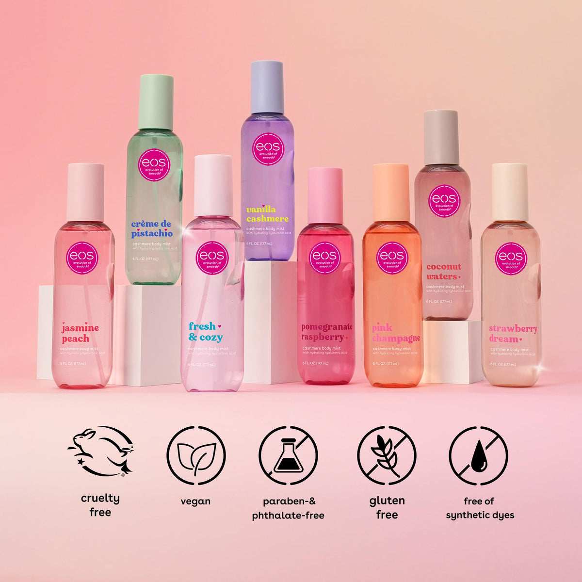 eos Cashmere Body Mist, Toasted Marshmallow, Toasted Vanilla, Sweet Marshmallow, Hair Mist, Body Spray for Women Moisturizing, Hyaluronic Acid, Vanilla Body Spray, Vegan, Cruelty-free, 6 fl oz Jansha Store