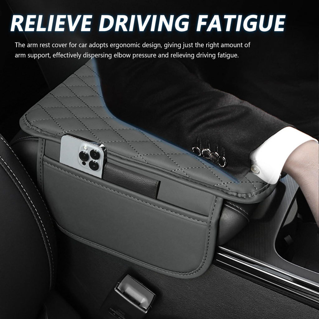 Stacool Upgraded Car Center Console Cover,Microfiber Leather Car Armrest Cover Cushion with 2 Storage Bags,Universal Car Armrest Storage Box (Brown) Jansha Store