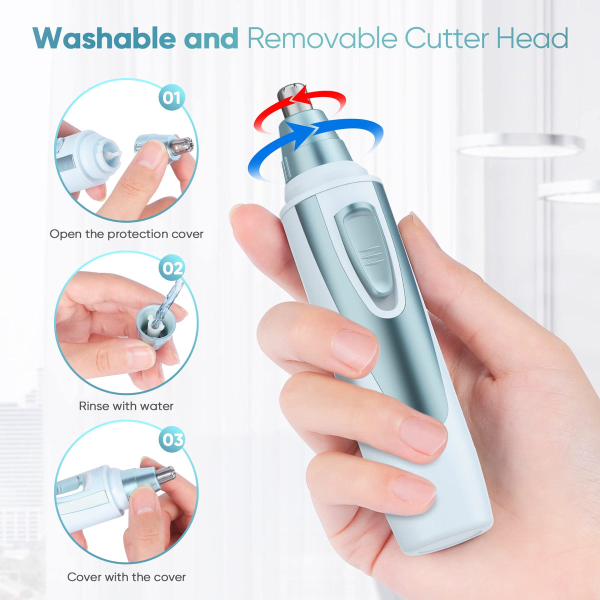 Ear and Nose Hair Trimmer Clipper - 2026 Professional Painless Eyebrow & Facial Hair Trimmer for Men Women,Battery-Operated Trimmer with IPX7 Waterproof,Dual Edge Blades for Easy Cleansing Black Jansha Store