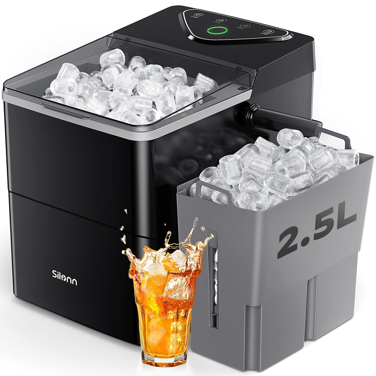 Silonn Ice Maker Countertop, 9 Cubes Ready in 6 Mins, 26lbs in 24Hrs, Self-Cleaning Ice Machine with Ice Scoop and Basket, 2 Sizes of Bullet Ice for Home Kitchen Office Bar Party Jansha Store