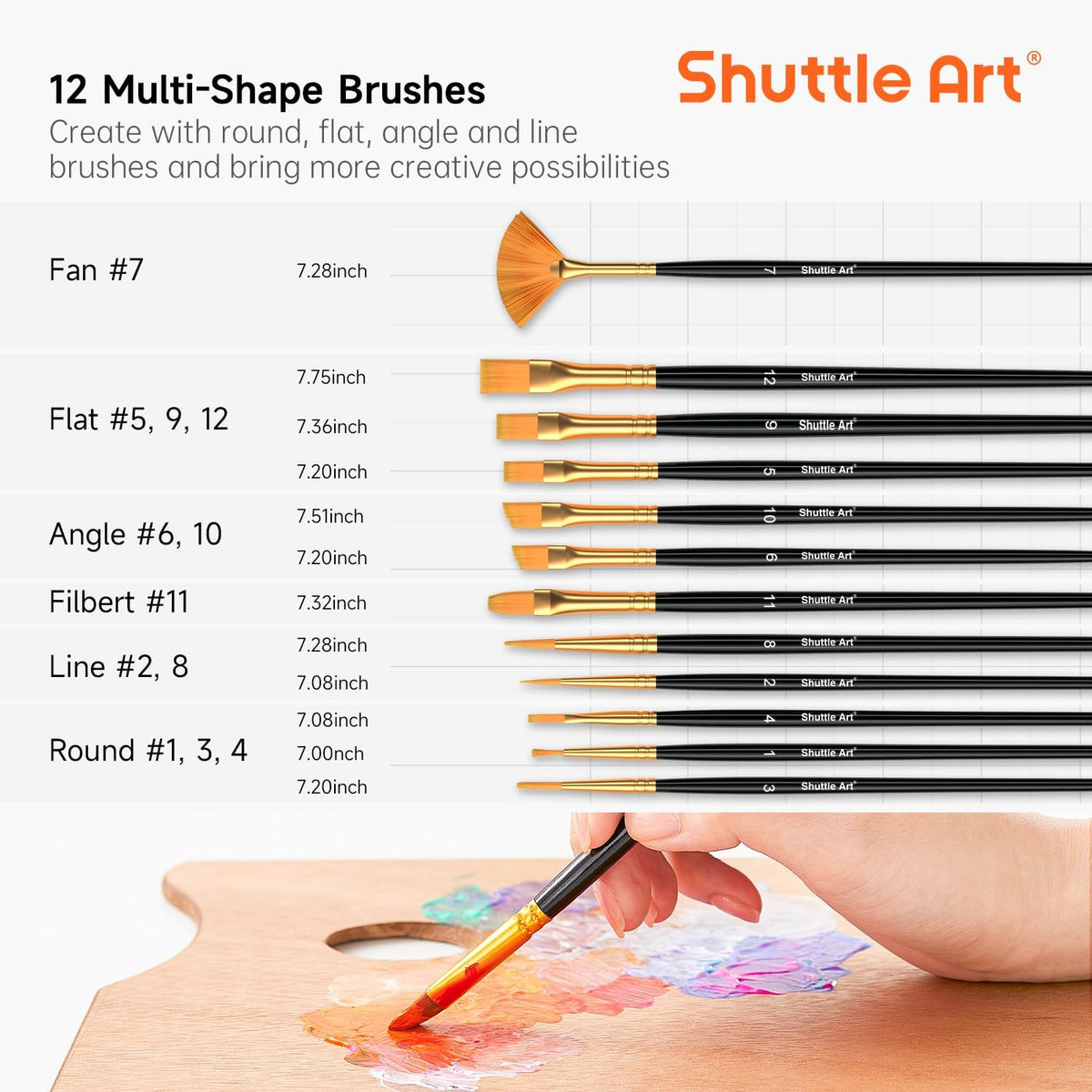 Shuttle Art Acrylic Paint, 36 Colors Acrylic Paint Set with Brushes & Palette, 2oz/60ml Bottles, Rich Pigments Non-toxic for Artists Kids & Adults, Painting on Canvas Rocks Ceramic Wood Jansha Store