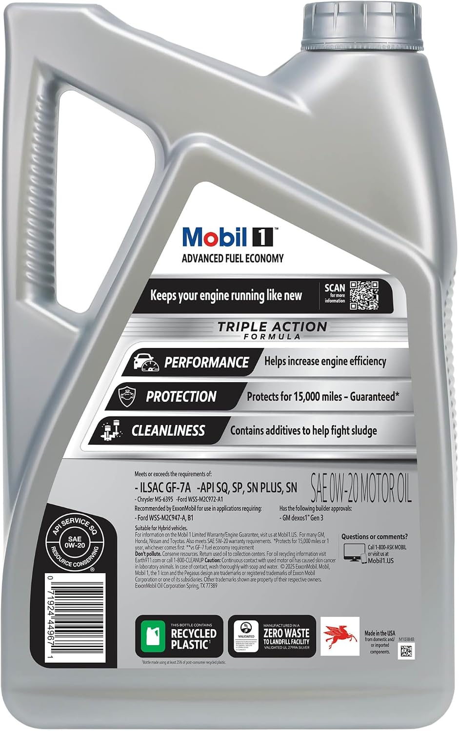 Mobil 1 Advanced Fuel Economy Full Synthetic Motor Oil 0W-20, 5 Quart Jansha Store