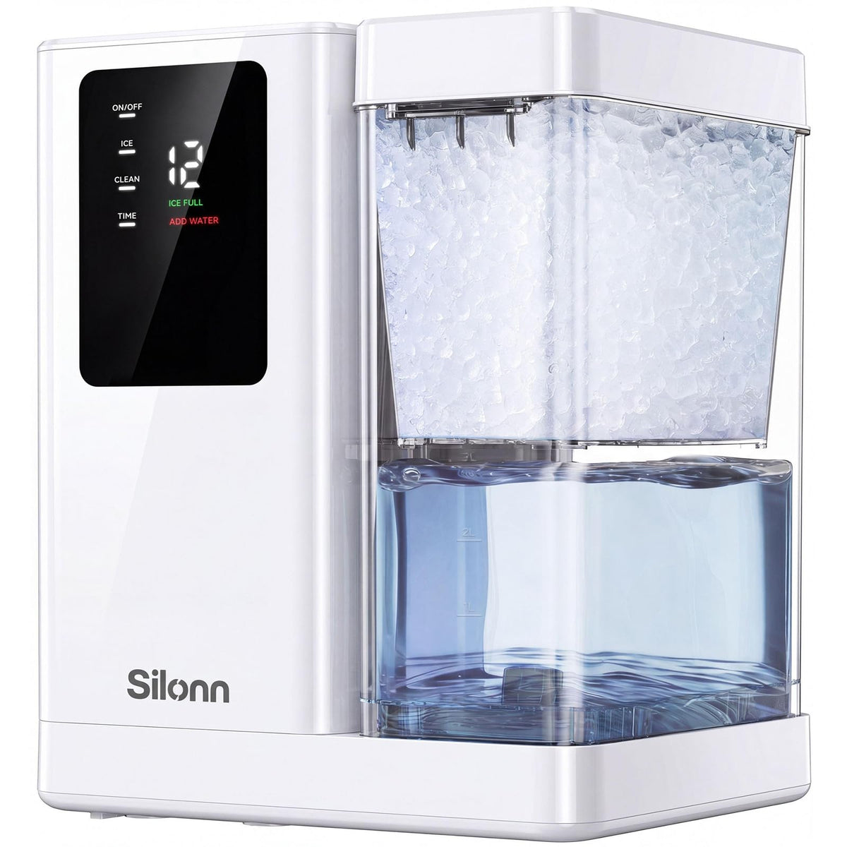 Silonn Nugget Ice Maker Countertop, Pellet Ice Machine with Self-Cleaning Function, Sonic Ice Maker Produces 36lbs of Chewable Ice in 24 Hours, Ideal for Home Kitchen and Office (Stainless Steel) Jansha Store