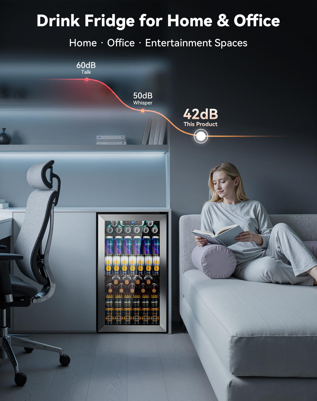 3.2 Cuft Beverage Fridge, 130 Can Mini Fridge With Glass Door, Black Jansha Store