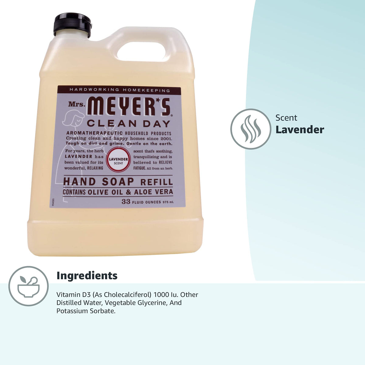 MRS. MEYER'S CLEAN DAY Hand Soap Refill, Lemon Verbena Scent, 33 Fl Oz Bottle Jansha Store