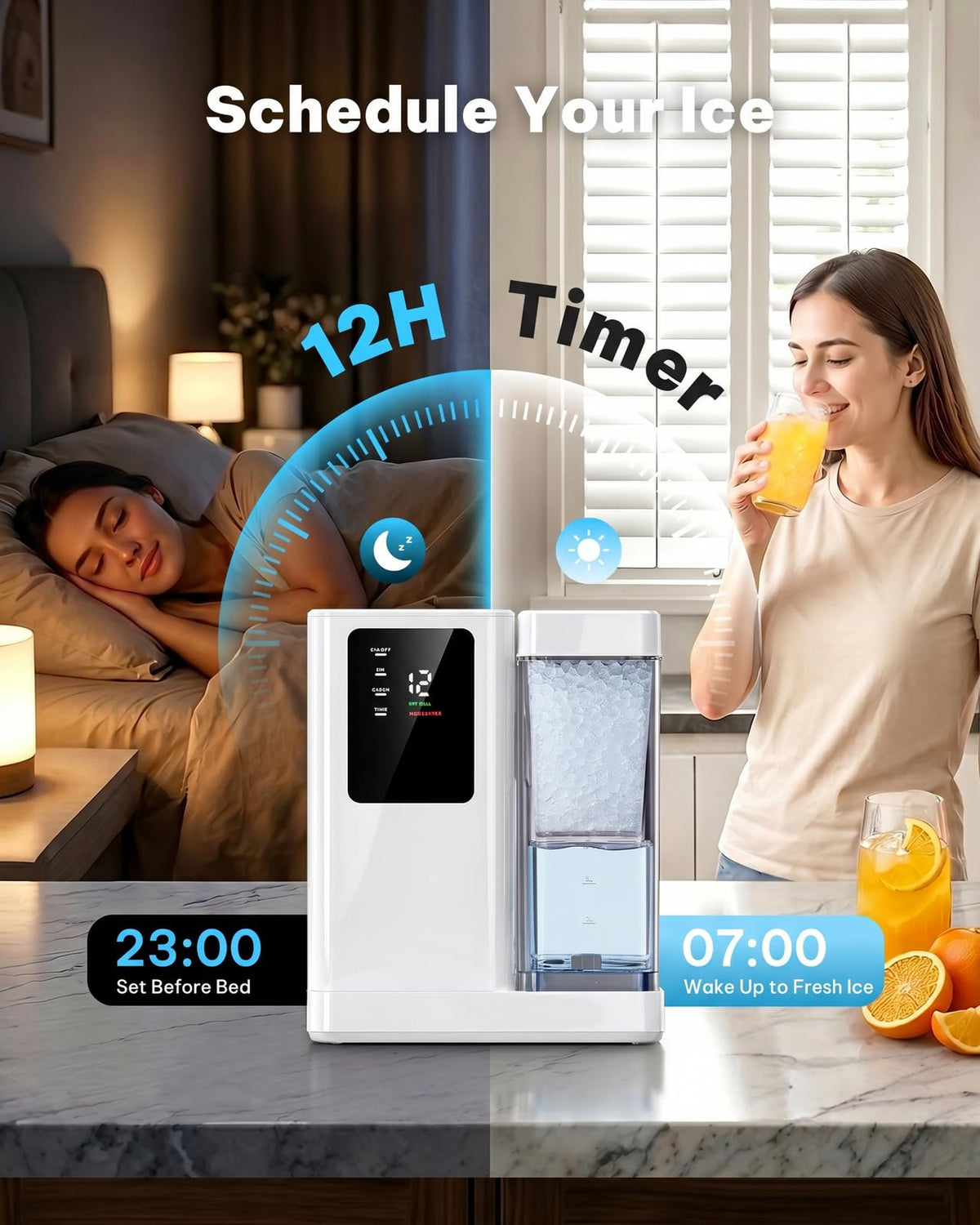 Silonn Nugget Ice Maker, Smart Countertop Ice Machine with APP & Voice Control, Self-Cleaning, 44lbs/24H Soft Chewable Sonic Ice, 3L Tank, for Home Kitchen & Party Jansha Store