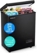 DEMULLER Chest Freezer 4.0 CU. FT Ultra-low Temperature Deep Freezers (Down to -12 ℉) with TWO Removable Baskets Accurate Display of Cabinet Temp Freestanding Black Jansha Store
