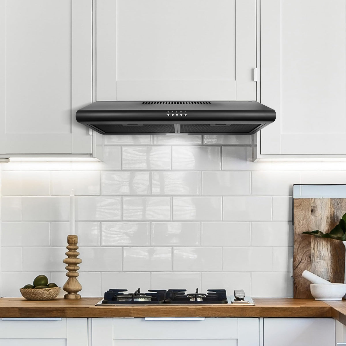 COSMO COS-5MU30 30 in. Delta Collection Ducted Under Cabinet Range Hood, Button Controls, Reusable Filters, LED Lights, Stainless Steel Jansha Store