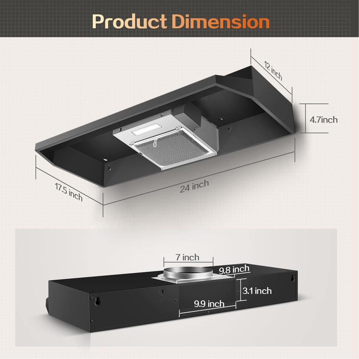 Range Hood 30 inch Under Cabinet, Stainless Steel Kitchen Vent Hood 280CFM, Built-in Kitchen Stove Hood w/Rocker Button Control, Ducted/Ductless Convertible Duct, 2 Speeds Fan, Bright LED Light Jansha Store