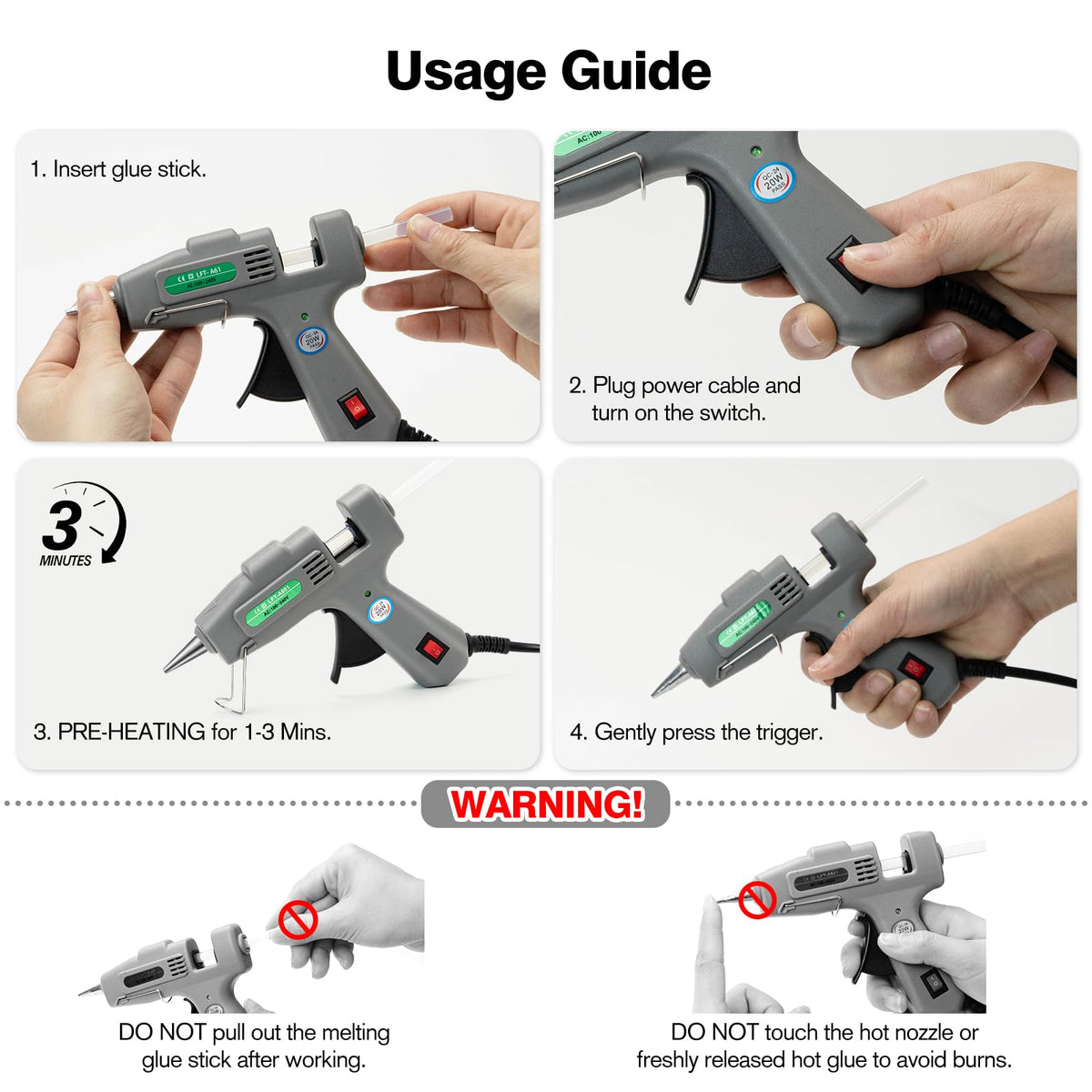 SHJADE Hot Glue Gun with 30 Glue Sticks, 20W Mini Hot Melt Gun Kit(White) Jansha Store