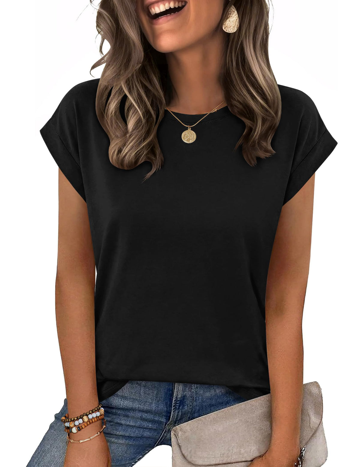 Zeagoo Womens Tops Summer Casual Cap Sleeve Tshirts Shirts Business Blouses Jansha Store