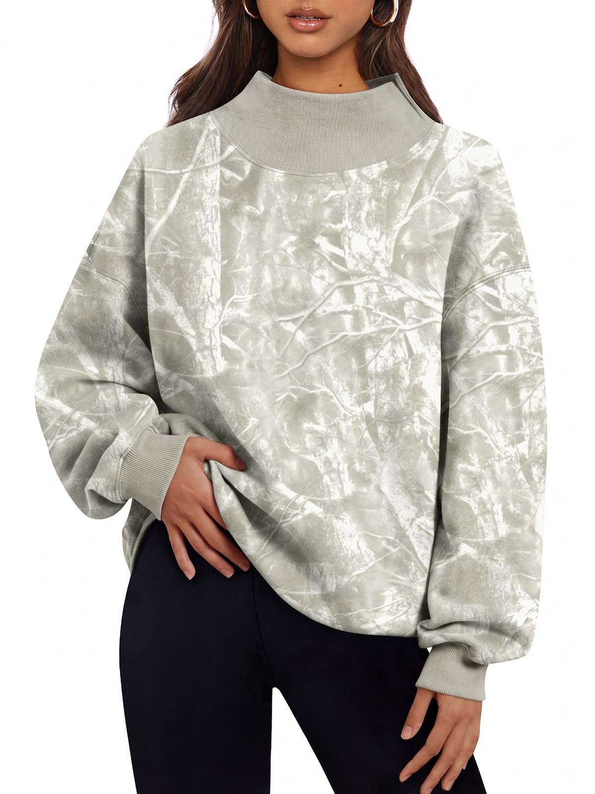 Trendy Queen Womens Mock Neck Sweatshirts Oversized Pullover Fall Outfits Jansha Store