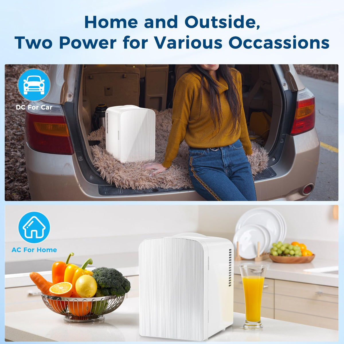 Antarctic Star Compact Refrigerator, Portable Mini Fridge, Skin Care 4L Capacity/6 Cans, for Bedroom, Car, Office & Dorm, Small Cooler for Cosmetics, Beverage and Food, White Jansha Store