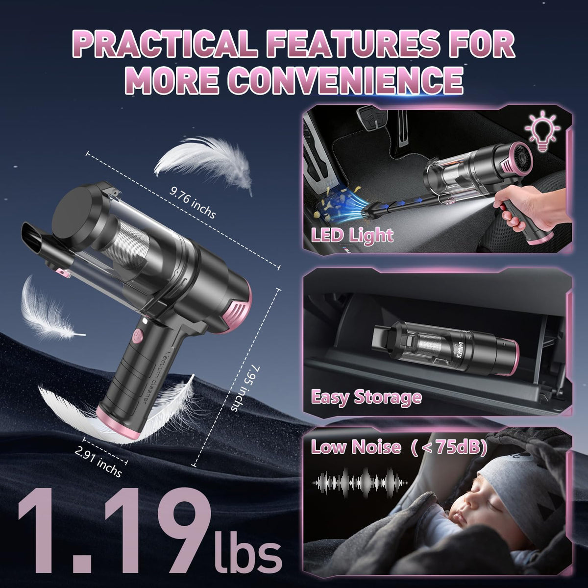 KMM Handheld Car Vacuum Cleaner, Hand Held Vacuum & Air Duster Jansha Store